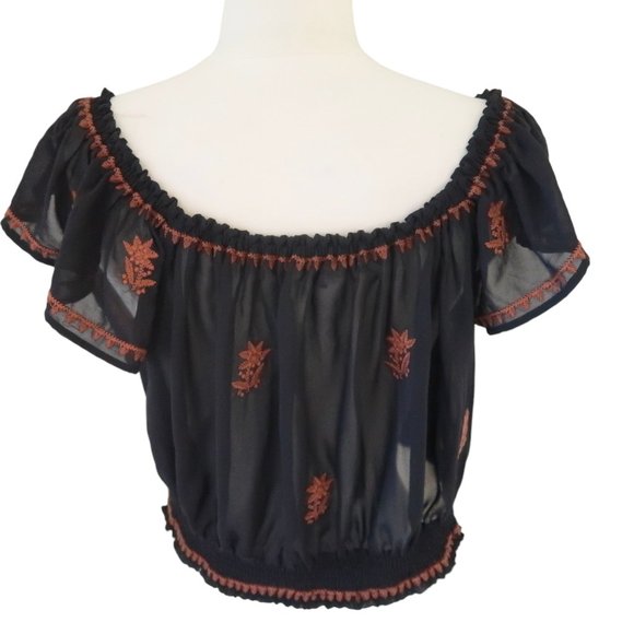 THE HANGER semi sheer cropped Paisley Park boho top - Picture 4 of 7